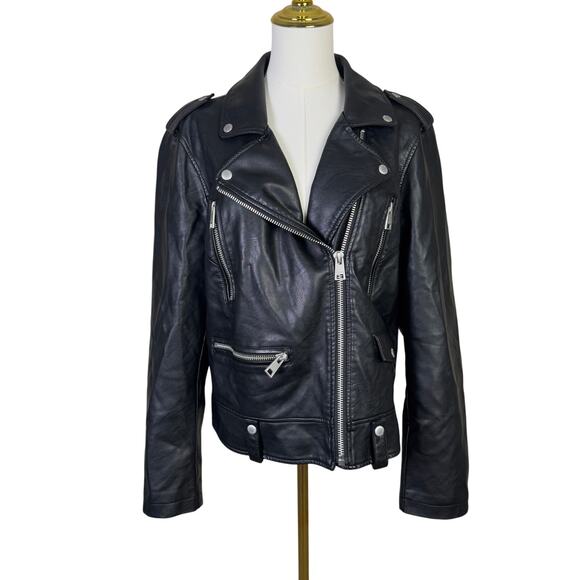 Levis Faux Leather Zip Up Biker Moto Jacket US Women's XL - Picture 1 of 10